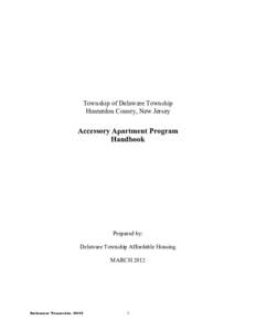 Township of Delaware Township Hunterdon County, New Jersey Accessory Apartment Program Handbook