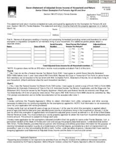 Reset Form  Sworn Statement of Adjusted Gross Income of Household and Return Senior Citizen Exemption For Persons Age 65 and Over Section[removed]d), Florida Statutes