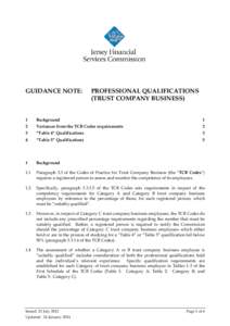 GUIDANCE NOTE:  PROFESSIONAL QUALIFICATIONS (TRUST COMPANY BUSINESS)  1