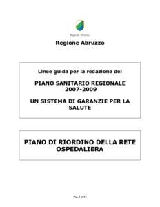 Regione Abruzzo  Linee guida per la redazione del PIANO SANITARIO REGIONALE