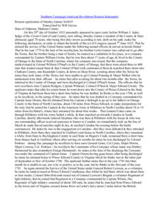 Southern Campaign American Revolution Pension Statements Pension application of Sturdey Garner S16819 Transcribed by Will Graves State of Alabama, Madison County On this 29th day of October 1832 personally appeared in op