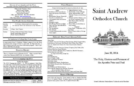 Father Josiah Trenham, Pastor Father Joseph Corrigan Protodeacon Elias Khoury Deacon Paul Germain Office: ([removed]Fax: ([removed]Website: www.saintandrew.net