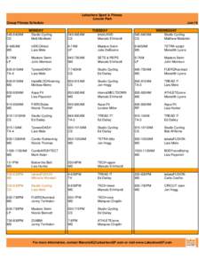 Lakeshore Sport & Fitness Lincoln Park Group Fitness Schedule 545-645AM CS