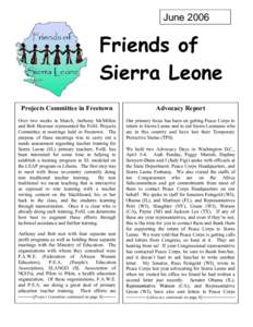 June[removed]Friends of Sierra Leone Projects Committee in Freetown