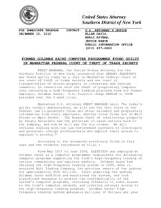 United States Attorney Southern District of New York FOR IMMEDIATE RELEASE DECEMBER 10, 2010  CONTACT: