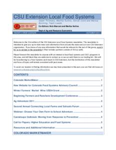 CSU Extension Local Food Systems Dawn Thilmany, Martha Sullins, Adrian Card and Marisa Bunning, Team Leads Co-Editors: Nick Marconi and Martha Sullins Dept of Ag and Resource Economics TWENTY-FIRST EDITION