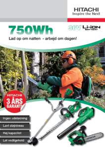 750Wh  36V Lad op om natten - arbejd om dagen!