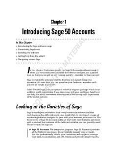 Chapter 1  AL Introducing Sage 50 Accounts In This Chapter