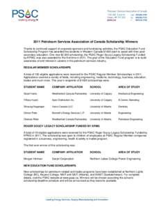 Microsoft Word[removed]Petroleum Services Association of Canada Scholarship Winners.docx