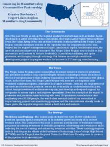 Investing in Manufacturing Communities Partnership Greater Rochester / Finger Lakes Region Manufacturing Community