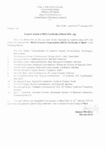 F NoIC(ICD) Government of India Ministry of Finance Department of Revenue Central Board of Excise & Customs New Delhi, dated the 21 st January 2015