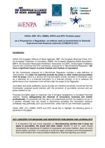 EANA, EBP, EFJ, EMMA, ENPA and EPC Position paper on a Proposal for a Regulation on indices used as benchmarks in financial instrument and financial contracts (COM[removed]Introduction