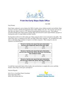 From the Early Steps State Office Fall 2008 Dear Friends, Early Steps conducted a survey during July 2008 of families whose children recently received Early Steps services to ask how well the developmental needs of their