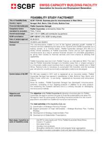 FEASIBILITY STUDY FACTSHEET Title of Feasibility Study SCBF FSW-06: Business plan for microinsurance in West Africa  Country / region