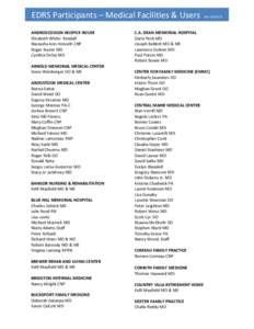 EDRS Participants – Medical Facilities & Users ANDROSCOGGIN HOSPICE HOUSE Elizabeth White- Randall Nastasha Ann Horvath CNP Roger Austin MD Cynthia DeSoi MD