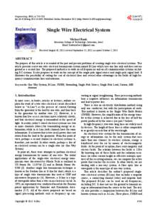 Engineering, 2012, 4, [removed]doi:[removed]eng[removed]Published Online November[removed]http://www.SciRP.org/journal/eng) Single Wire Electrical System Michael Bank Jerusalem College of Technology, Jerusalem, Israel