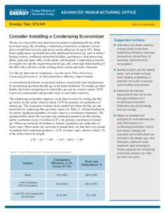 ADVANCED MANUFACTURING OFFICE Energy Tips: STEAM Steam Tip Sheet #26A  Consider Installing a Condensing Economizer