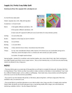 Microsoft Word - Supply List for Crazy Baby Quilt for Denise