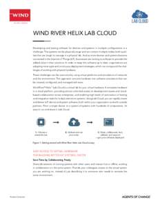 ™  AN INTEL COMPANY WIND RIVER HELIX LAB CLOUD Developing and testing software for devices and systems in multiple configurations is a