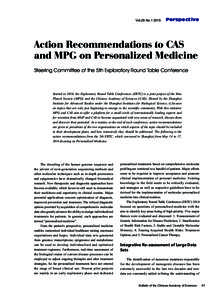 Vol.29 NoPerspective Action Recommendations to CAS and MPG on Personalized Medicine