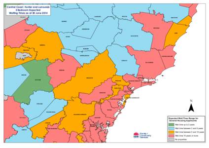 Central Coast, Hunter and surrounds 3 Bedroom Expected Waiting Times as at 30 June 2014 WALC HA  TAMWORTH