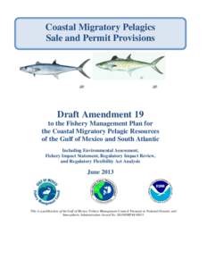 Coastal Migratory Pelagics Sale and Permit Provisions Draft Amendment 19 to the Fishery Management Plan for the Coastal Migratory Pelagic Resources