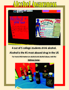 4 out of 5 college students drink alcohol. Alcohol is the #1 most abused drug in the US For more information on alcohol and alcohol abuse, visit the Wellness Center .  Celebrate Earth Day at Centennial