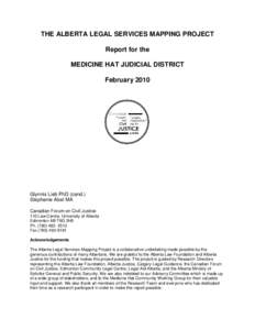 Alberta Legal Services Mapping Project: Report for the Medecine Hat Judicial District