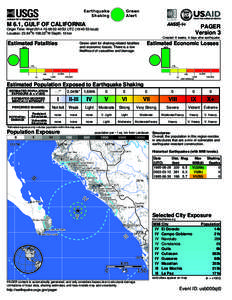Green Alert Earthquake Shaking M 6.1, GULF OF CALIFORNIA