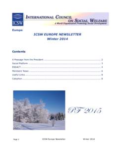 Europe  ICSW EUROPE NEWSLETTER Winter[removed]Contents