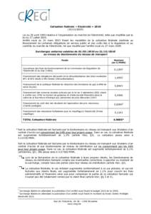 Cotisation fédérale « Electricité » [removed]) Loi du 29 avril 1999 relative à l’organisation du marché de l’électricité, telle que modifiée par la loi du 27 juillet[removed]Arrêté royal du 24 mars 2