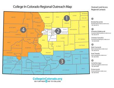 College In Colorado Regional Outreach Map  Outreach and Access Regional Contacts SEDGWICK
