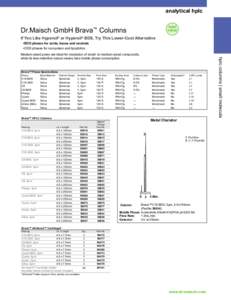 analytical hplc best value Dr.Maisch GmbH Brava™ Columns If You Like Hypersil® or Hypersil® BDS, Try This Lower-Cost Alternative