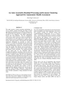 An Auto-Associative Residual Processing and K-means Clustering Approach for Anemometer Health Assessment David Siegel1 and Jay Lee1