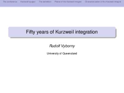 The conference  Kurzweil’s paper The definition