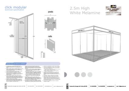 click modular  2.5m High White Melamine  technical specification