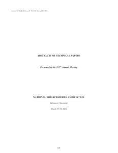 Journal of Shellﬁsh Research, Vol. 30, No. 2, 459, [removed]ABSTRACTS OF TECHNICAL PAPERS Presented at the 103rd Annual Meeting