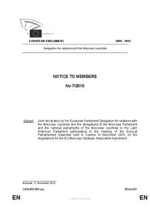 [removed]EUROPEAN PARLIAMENT Delegation for relations with the Mercosur countries  NOTICE TO MEMBERS