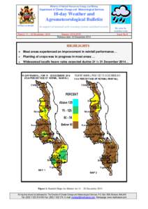 Ministry of Natural Resources Energy and Mining  Department of Climate Change and Meteorological Services 10-day Weather and Agrometeorological Bulletin