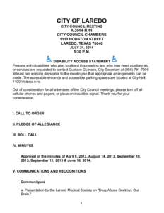         CITY OF LAREDO CITY COUNCIL MEETING  A-2014-R-11