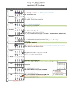 Sequoia Union High School District Redwood City, California InstructionalCalendar 0 0