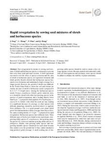 Solid Earth, 6, 573–581, 2015 www.solid-earth.netdoi:se © Author(sCC Attribution 3.0 License.  Rapid revegetation by sowing seed mixtures of shrub