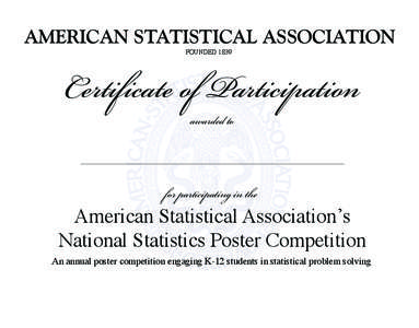 AMERICAN STATISTICAL ASSOCIATION  Certificate of Participation FOUNDED[removed]awarded to