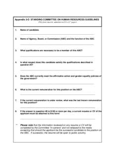 Appendix 3-O STANDING COMMITTEE ON HUMAN RESOURCES GUIDELINES (This form must be submitted on 8½ x11