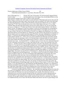 Southern Campaigns American Revolution Pension Statements and Rosters Pension Application of Henry Person S30641 NC Transcribed and annotated by C. Leon Harris. Revised 6 Nov[removed]State of Missisippi [sic] } On this 14t