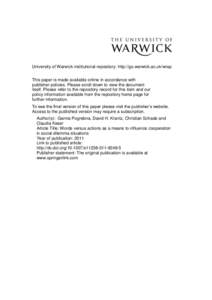 University of Warwick institutional repository: http://go.warwick.ac.uk/wrap This paper is made available online in accordance with publisher policies. Please scroll down to view the document itself. Please refer to the 