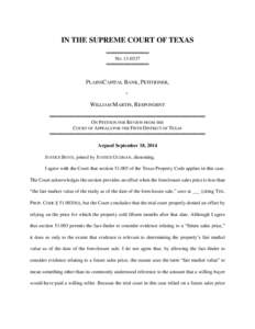IN THE SUPREME COURT OF TEXAS ════════════ NO ════════════  PLAINSCAPITAL BANK, PETITIONER,
