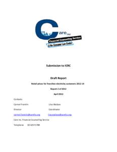 Submission to ICRC  Draft Report Retail prices for franchise electricity customersReport 2 of 2012 April 2012