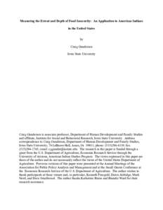 Measures of Food Insecurity Among American Indians and non-American Indians, [removed]:  Households with Children