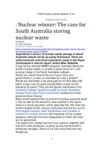 ITER Forum website Update 3/16 B.J.GreenNuclear winner: The case for South Australia storing nuclear waste